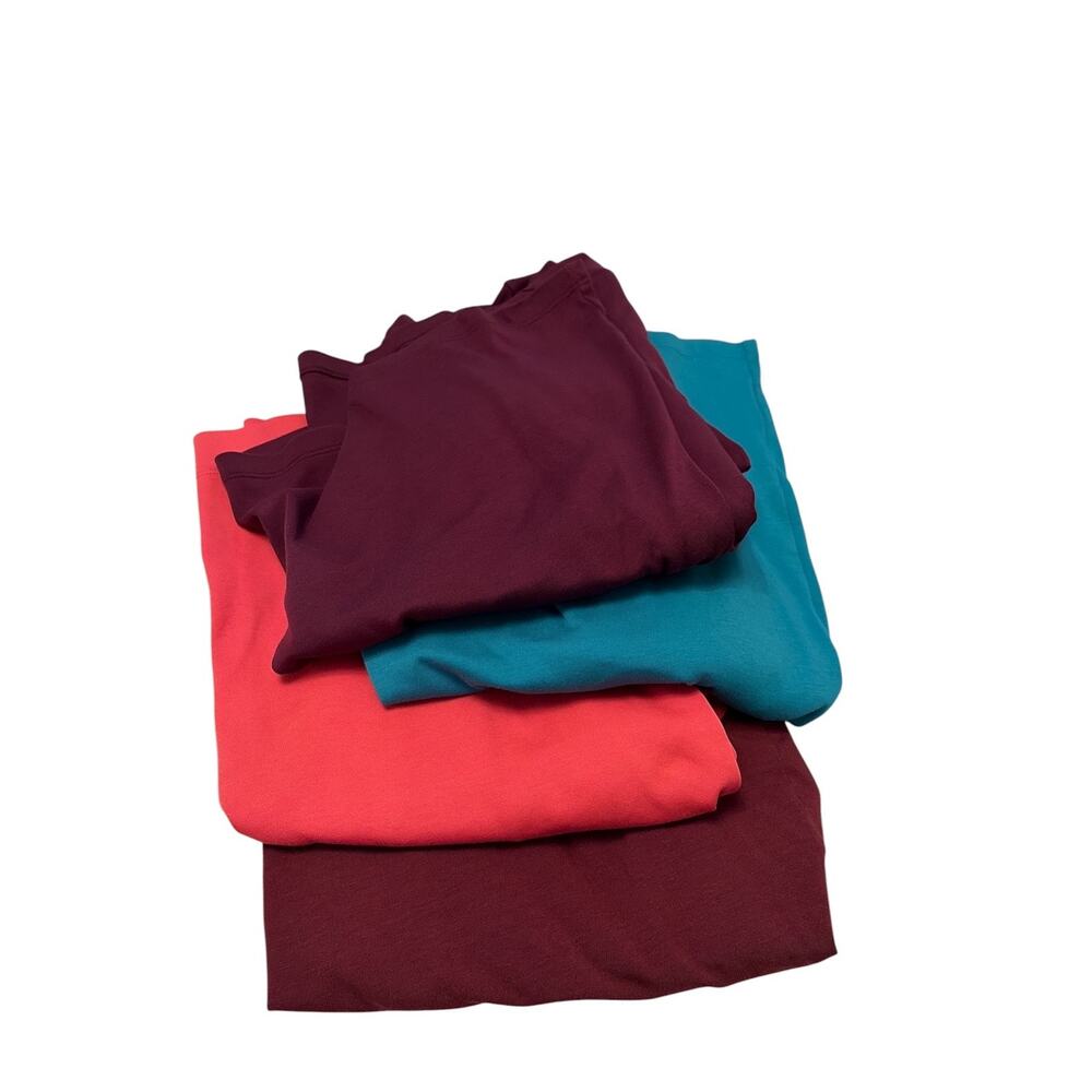 LL Bean Cotton Cowl Neck Lot 4 Tops Coral Teal Purple Burgundy 3 XL & 1 1X